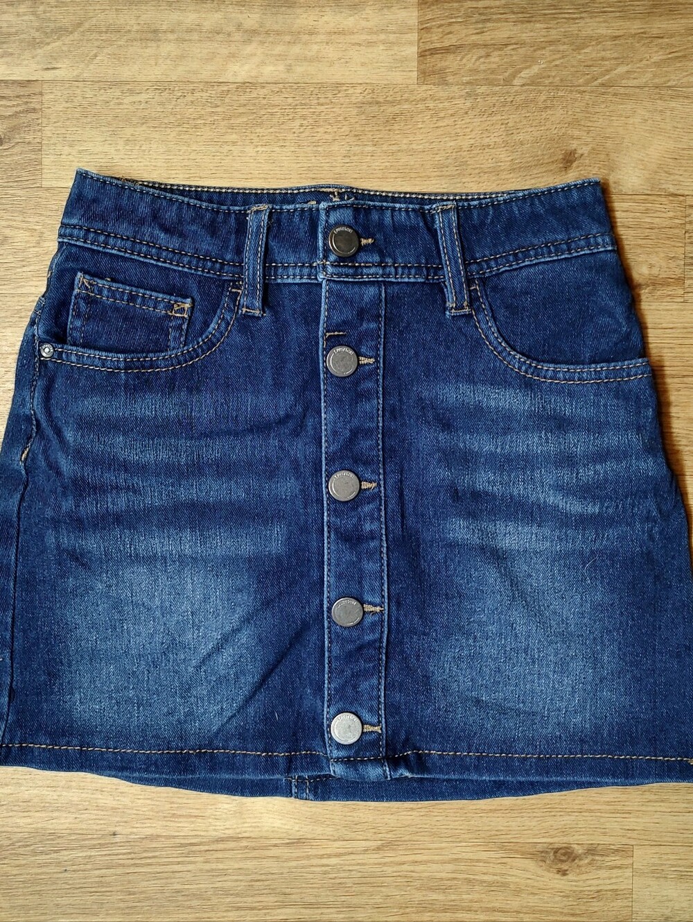 Justice Dark Blue Button-Front Denim Mini Skirt